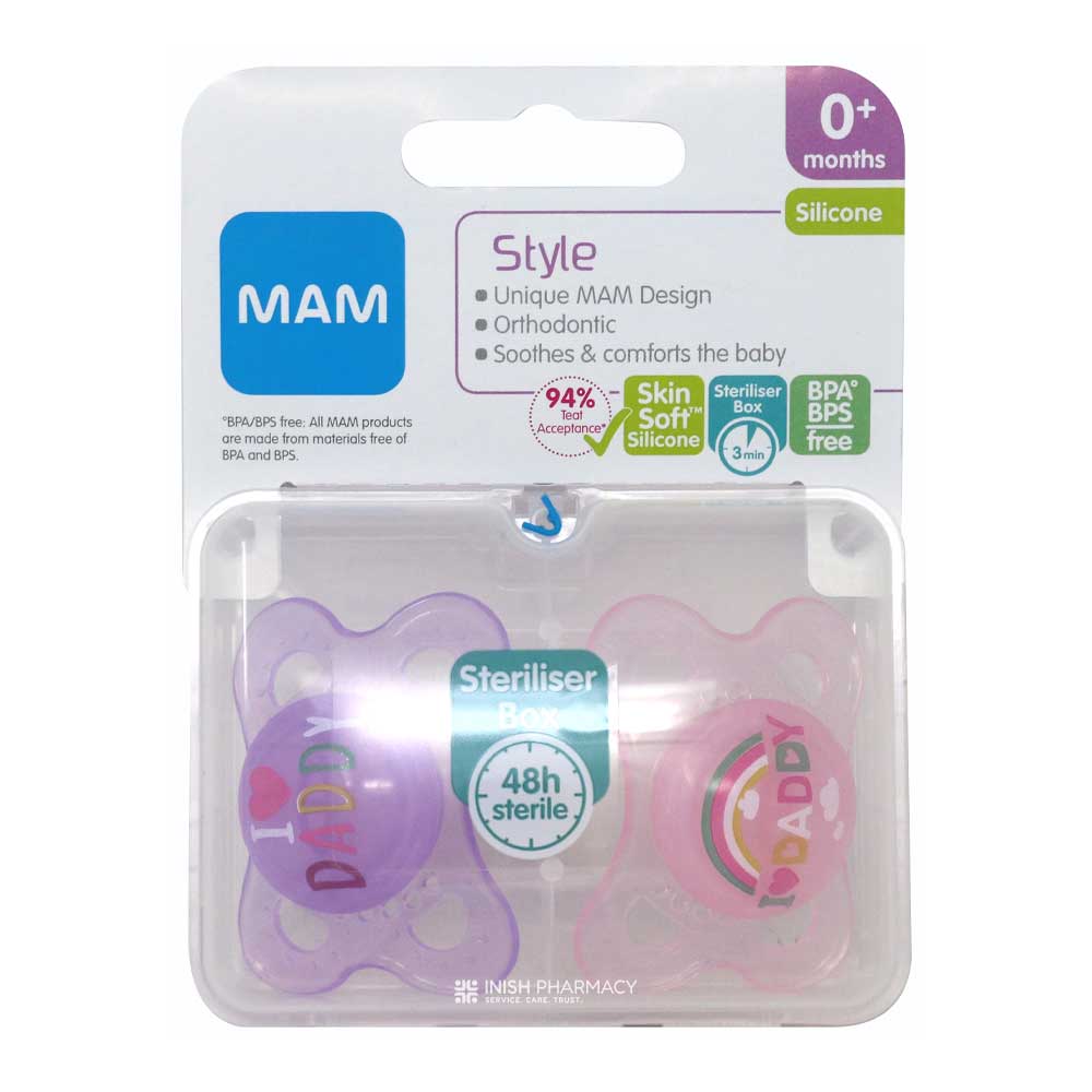 MAM Style 0+ Months Soothers Pink