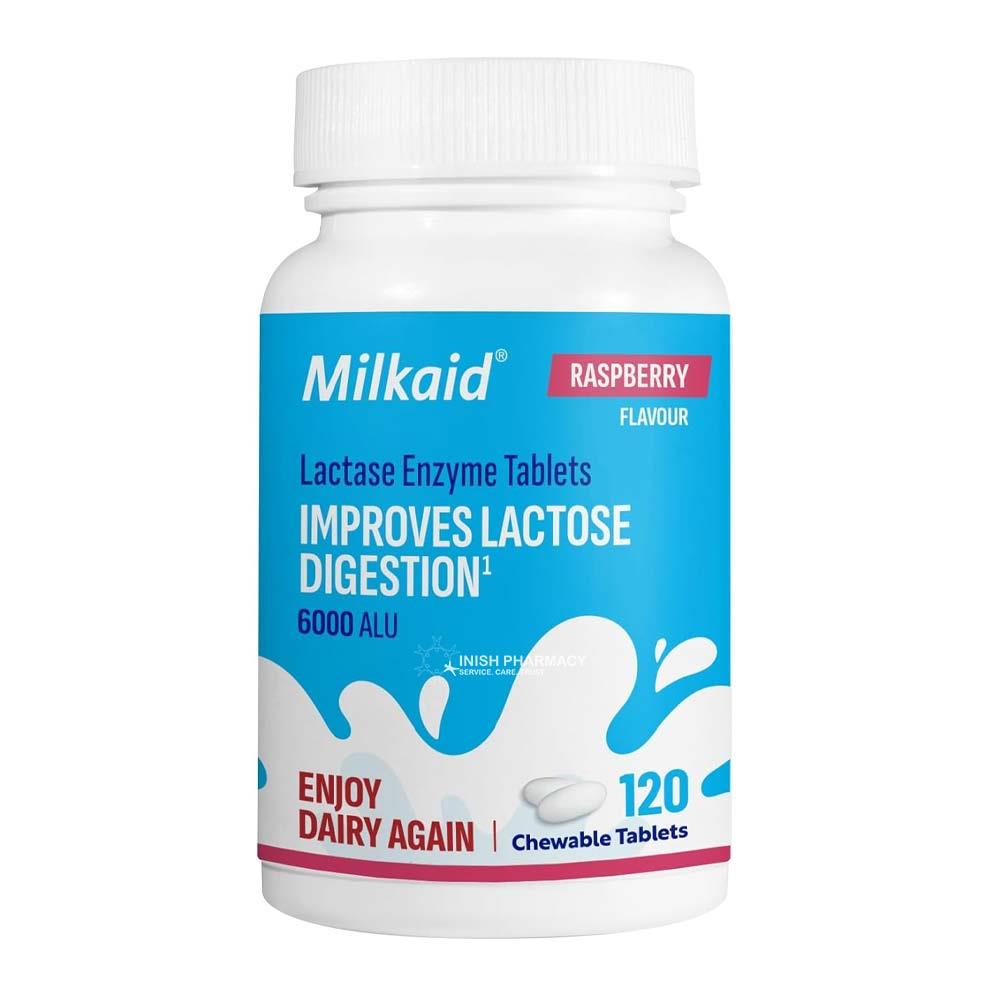 Milkaid Lactase Enzyme Tablets Raspberry Flavour 120 Pack