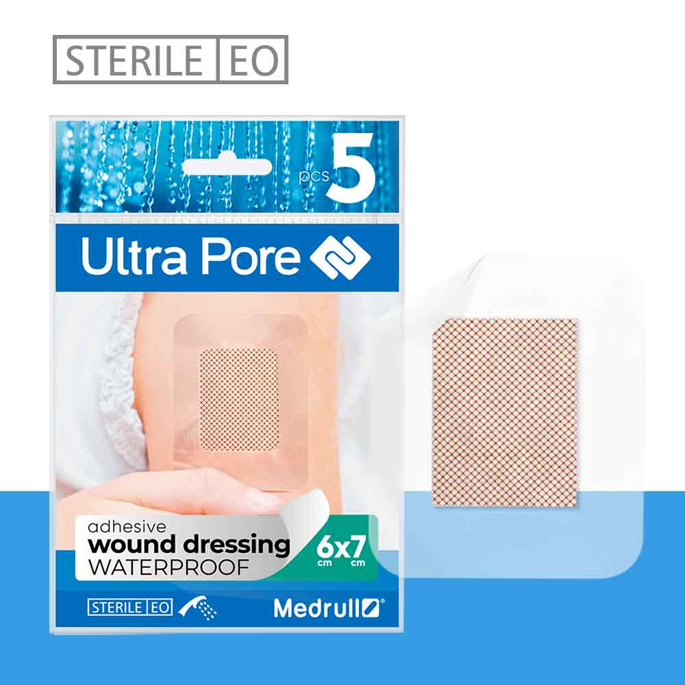 Medrull Ultra Pore Waterproof Adhesive Wound Dressing 6x7 5 Pack