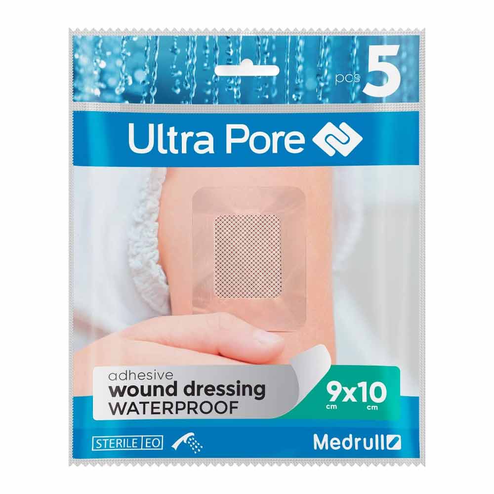 Medrull Ultra Pore Waterproof Adhesive Wound Dressing 9x10 5 Pack