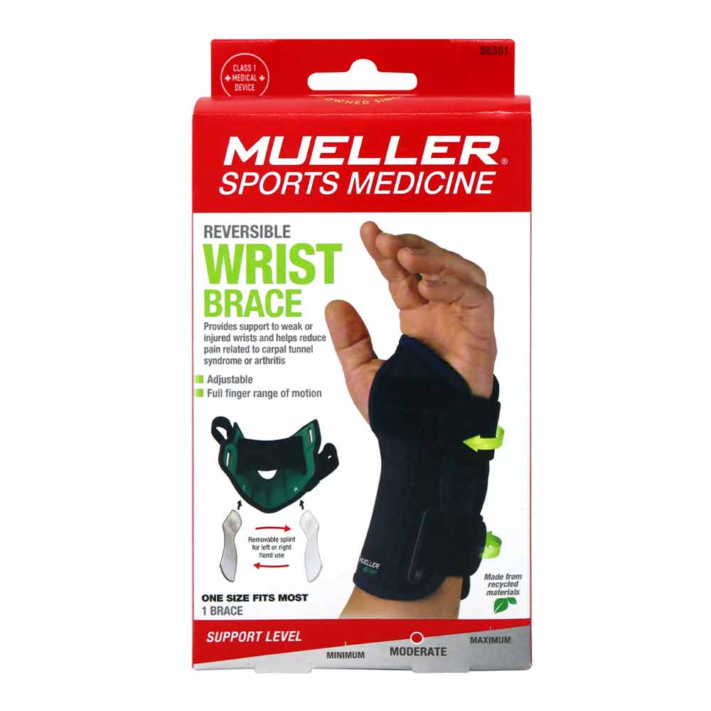 Mueller Green Reversible Wrist Brace W/Splint OSFM One Size Fits Most