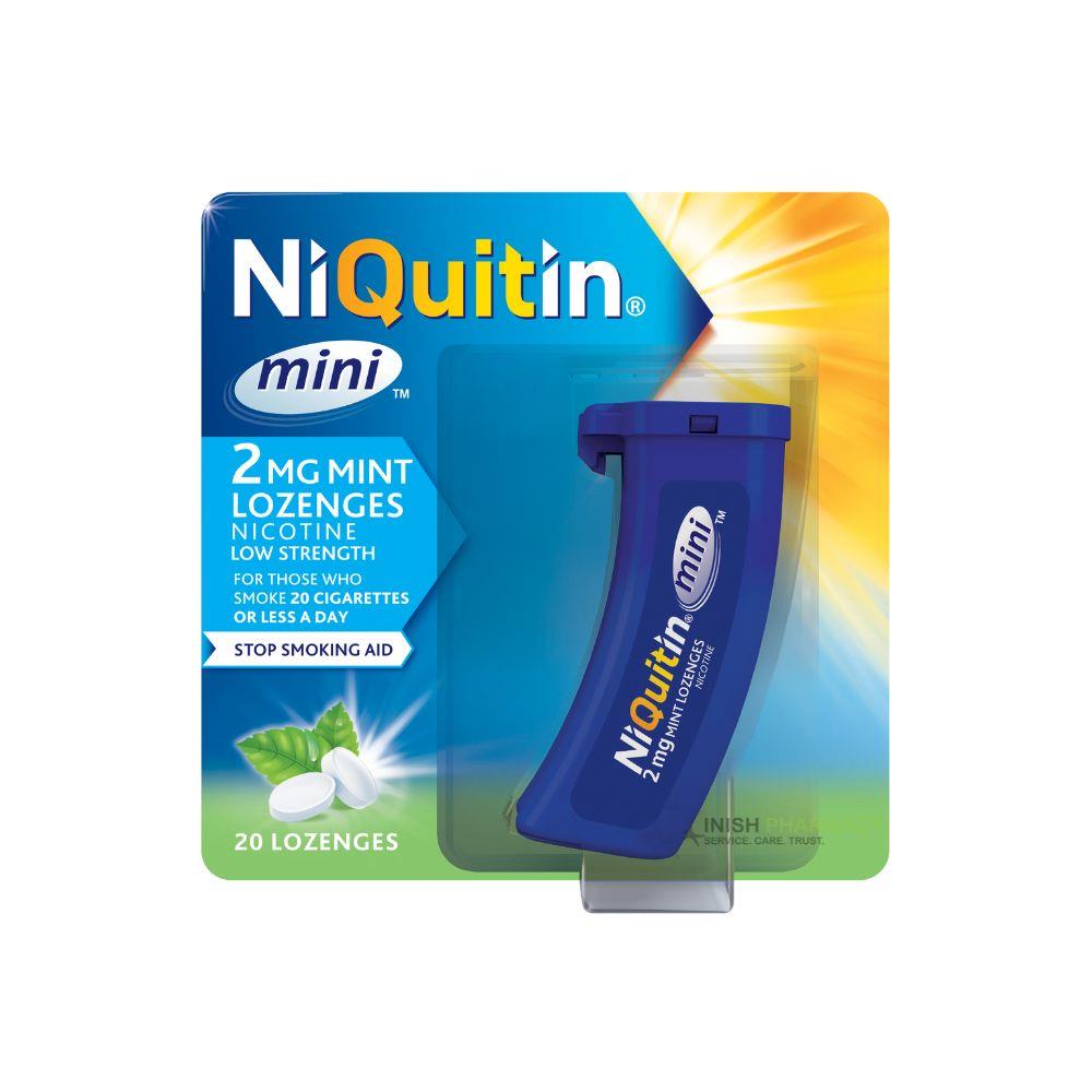 NiQuitin Mini 2mg Mint Nicotine Lozenges 20 Pack – nicotine replacement to ease cravings when quitting smoking