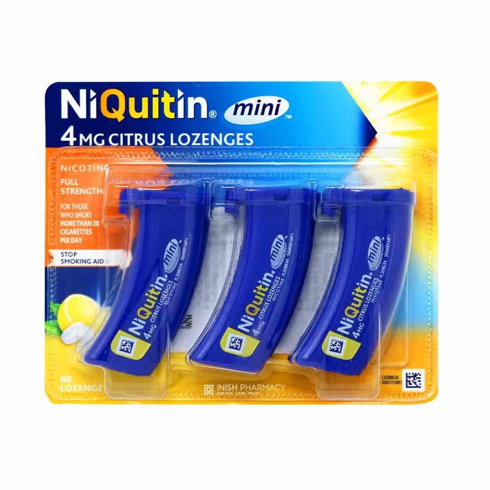 NiQuitin Mini 4mg Citrus Nicotine Lozenges 60 Pack – helps manage nicotine cravings when quitting