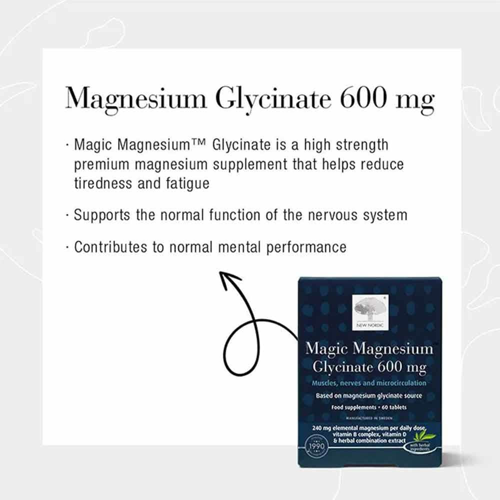 New Nordic Magic Magnesium Glycinate 600mg 60 Tablets