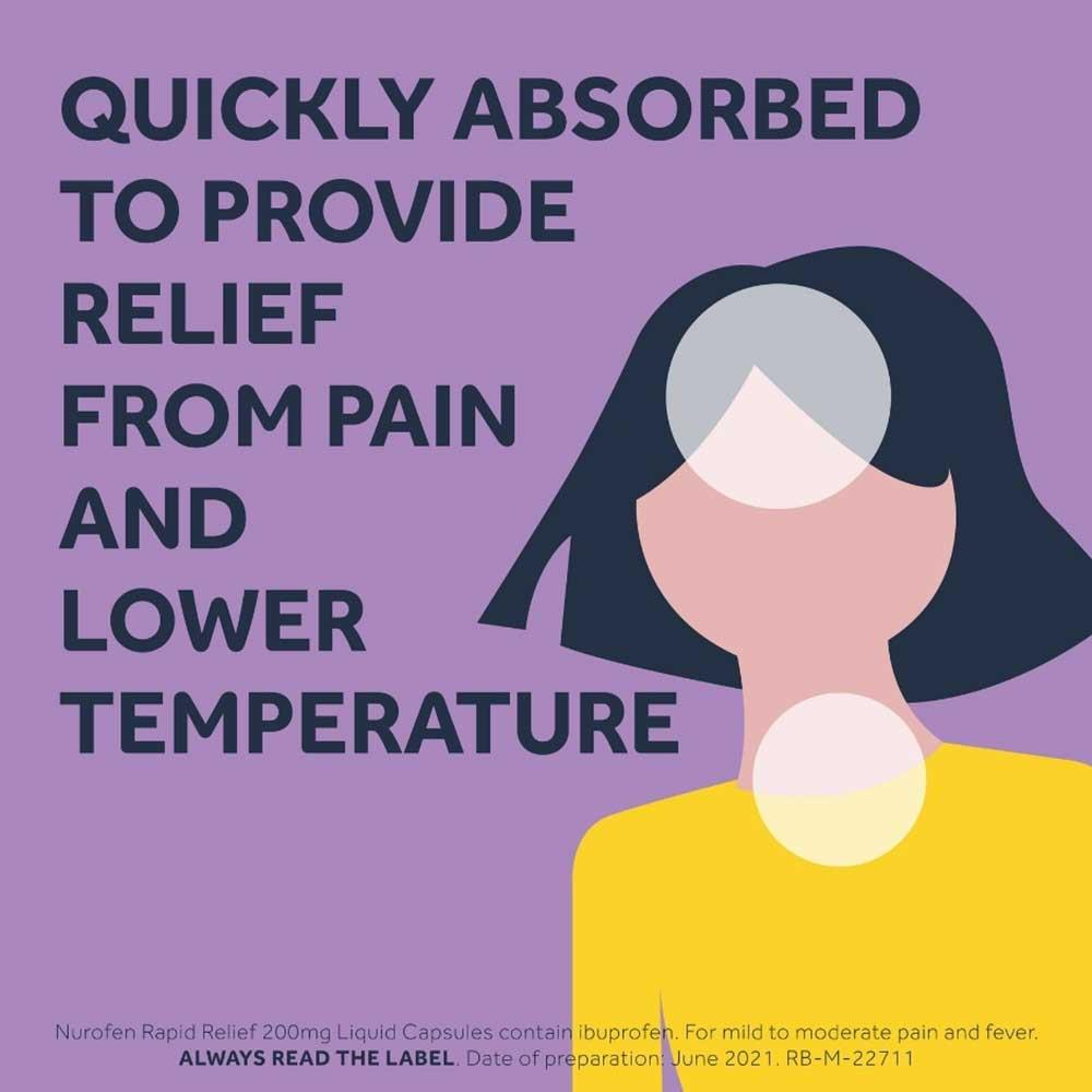 Nurofen Ibuprofen Rapid Relief Liquid Capsules 200mg- 24 Capsules