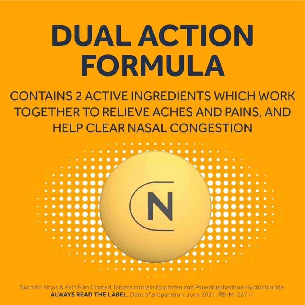 Nurofen Sinus & Pain Ibuprofen 200mg Film Coated Tablets - 24 Pack