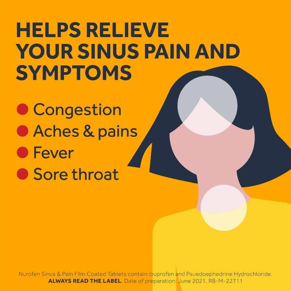 Nurofen Sinus & Pain Ibuprofen 200mg Film Coated Tablets - 24 Pack