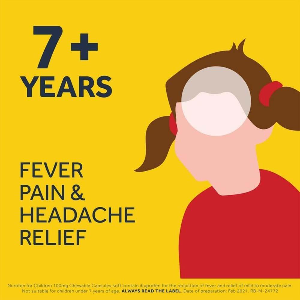 Nurofen For Children 100mg Chewable Capsules Ibuprofen 7+ years 12 Capsules