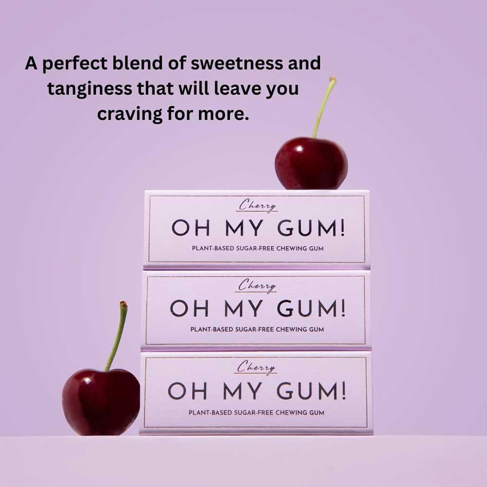 Oh My Gum! Cherry Flavoured Plant Based Chewing Gum 10 Pieces