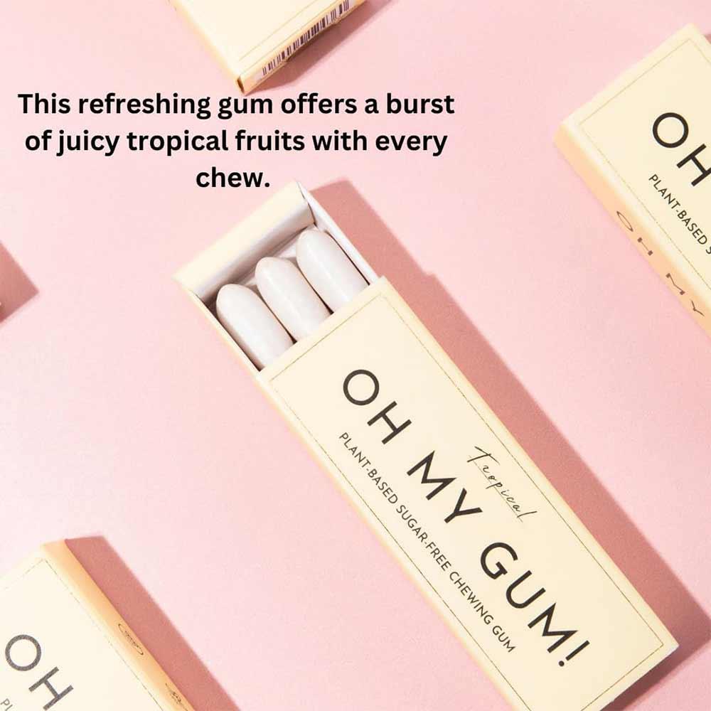 Oh My Gum! Tropical Flavoured Plant Based Chewing Gum 10 Pieces