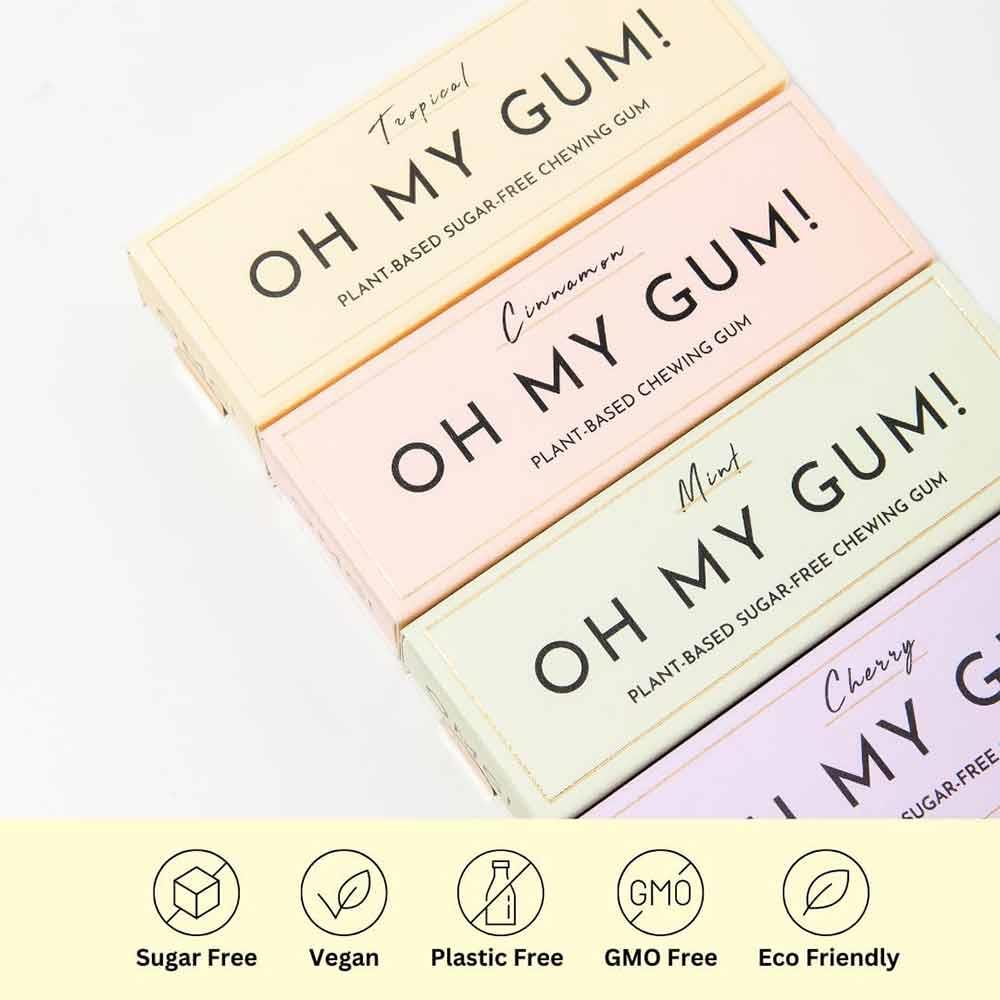 Oh My Gum! Tropical Flavoured Plant Based Chewing Gum 10 Pieces