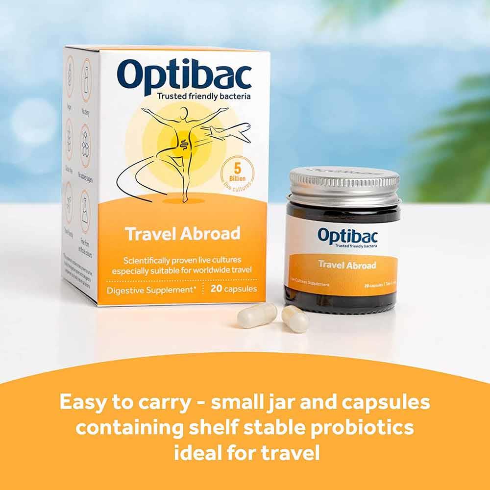 OptiBac Probiotics Travel Abroad Probiotic Capsules 20 Pack