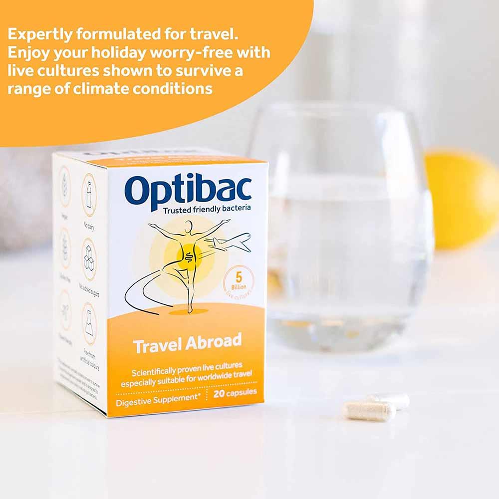 OptiBac Probiotics Travel Abroad Probiotic Capsules 20 Pack