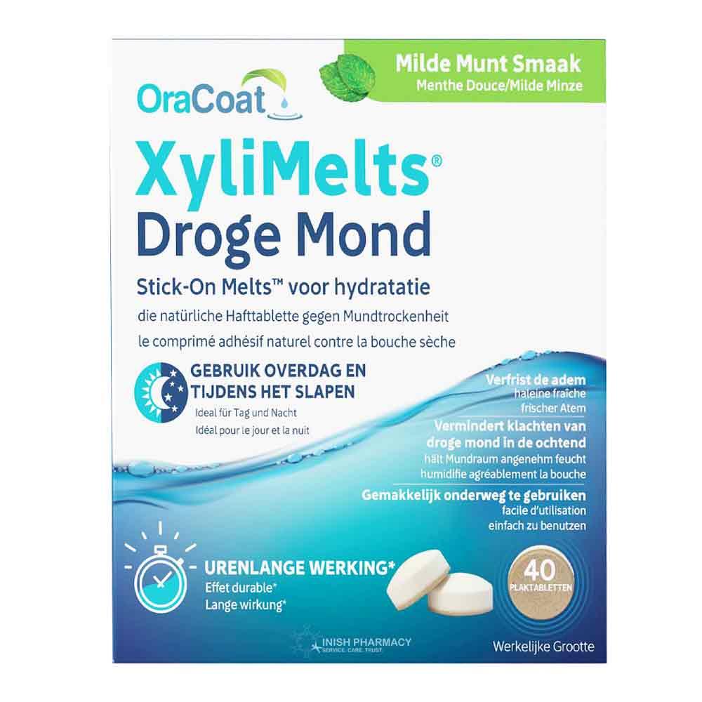 Oracoat XyliMelts for Dry Mouth Stick-On Melts Mild Mint 40 Tablets