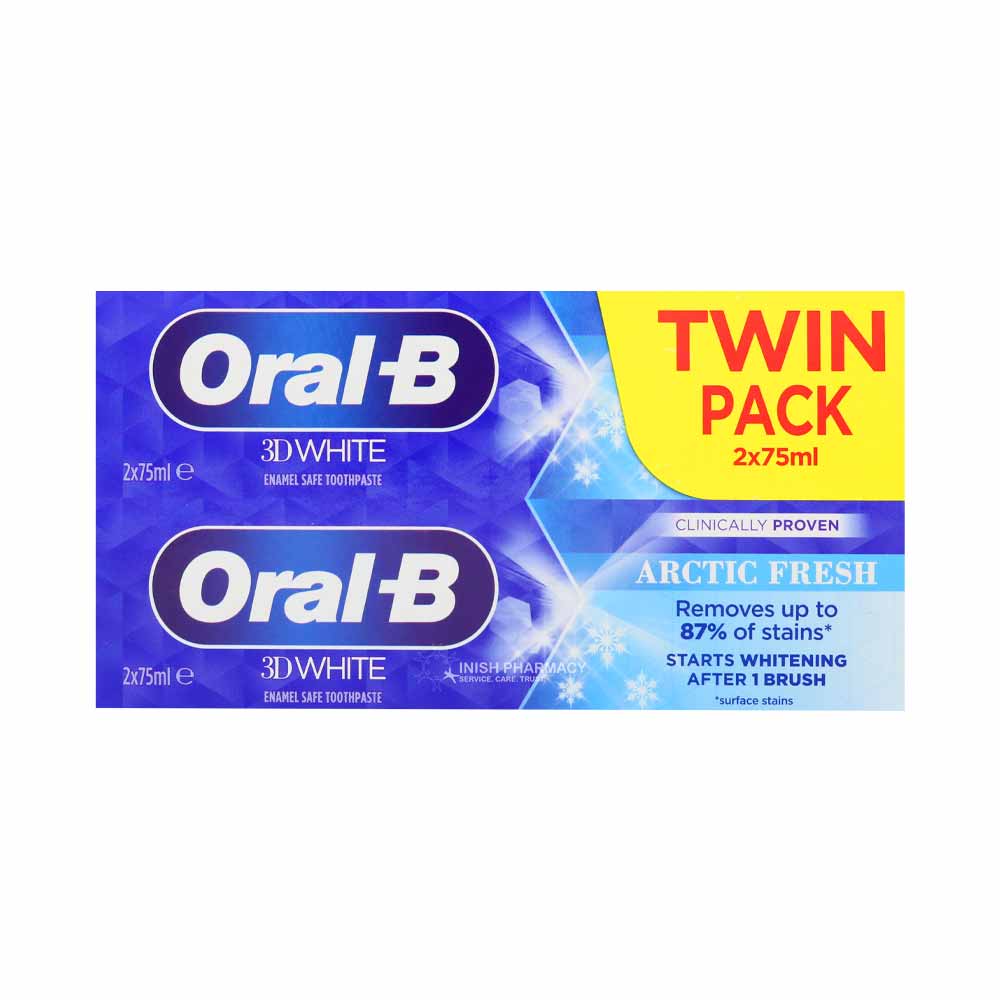 Oral B 3D White Arctic Fresh Toothpaste Twin Pack – cleans teeth and supports oral health