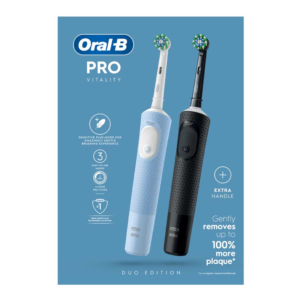 Oral-B PRO Vitality Blue & Black Electric Brush Duo Pack
