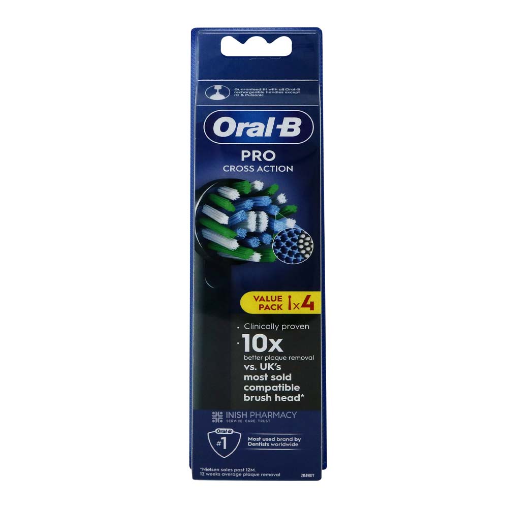 Oral B Pro Cross Action Electric Brush Heads 4 Pack - Black