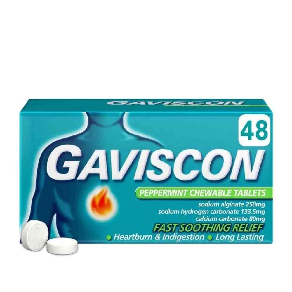 Gaviscon Chewable Tablet Peppermint – provides effective relief from acid reflux and heartburn