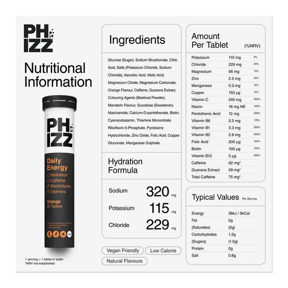 Phizz Daily Energy Effervescent Orange 20 Pack
