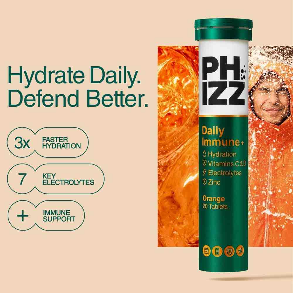 Phizz Daily Immune+ Effervescent Orange 20 Pack