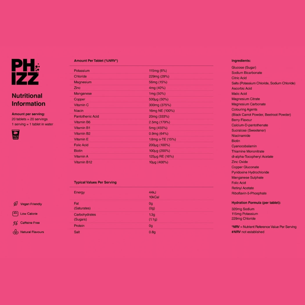 Phizz 3-In-1 Effervescent Mixed Berry 20 Pack
