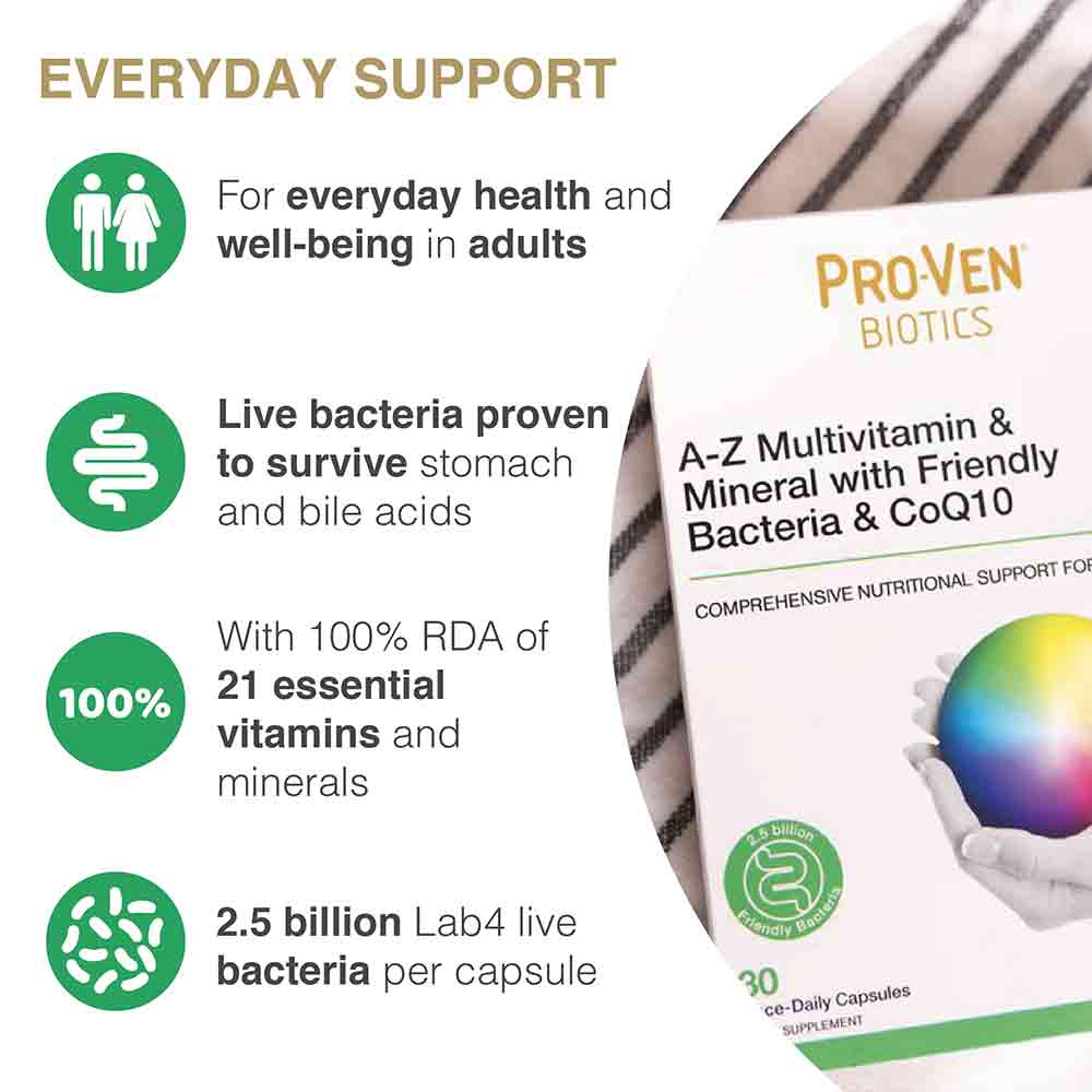 Pro-Ven Biotics A-Z Multivitamin with Acidophilus & Bifidus & CoQ10 30 Capsules
