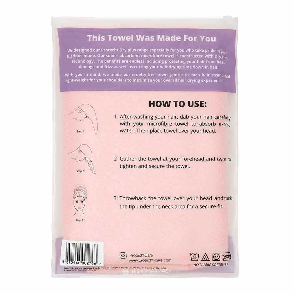 Protecht Dry Plus Super Absorbent Hair Towel Gossamer Pink