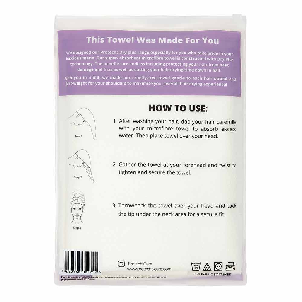 Protecht Dry Plus Super Absorbent Hair Towel White