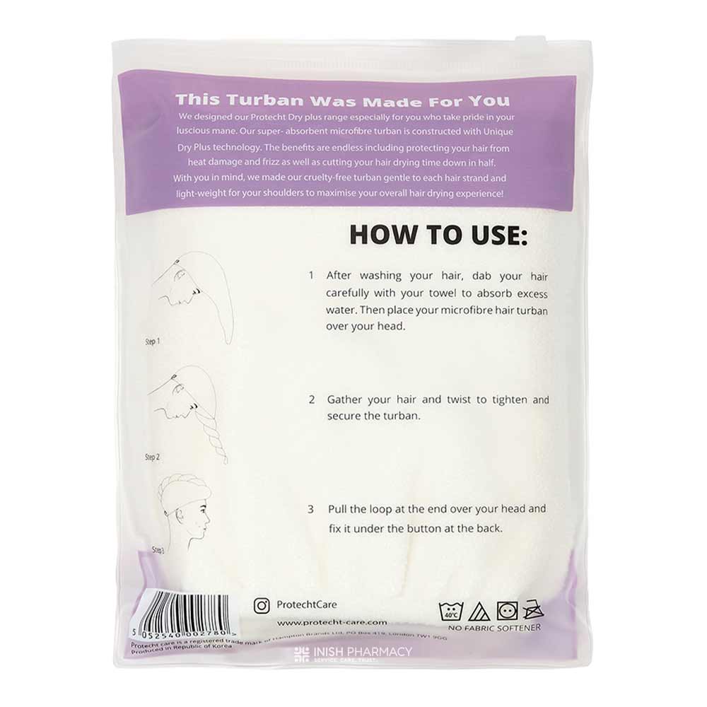 Protecht Dry Plus Super Absorbent Hair Turban White