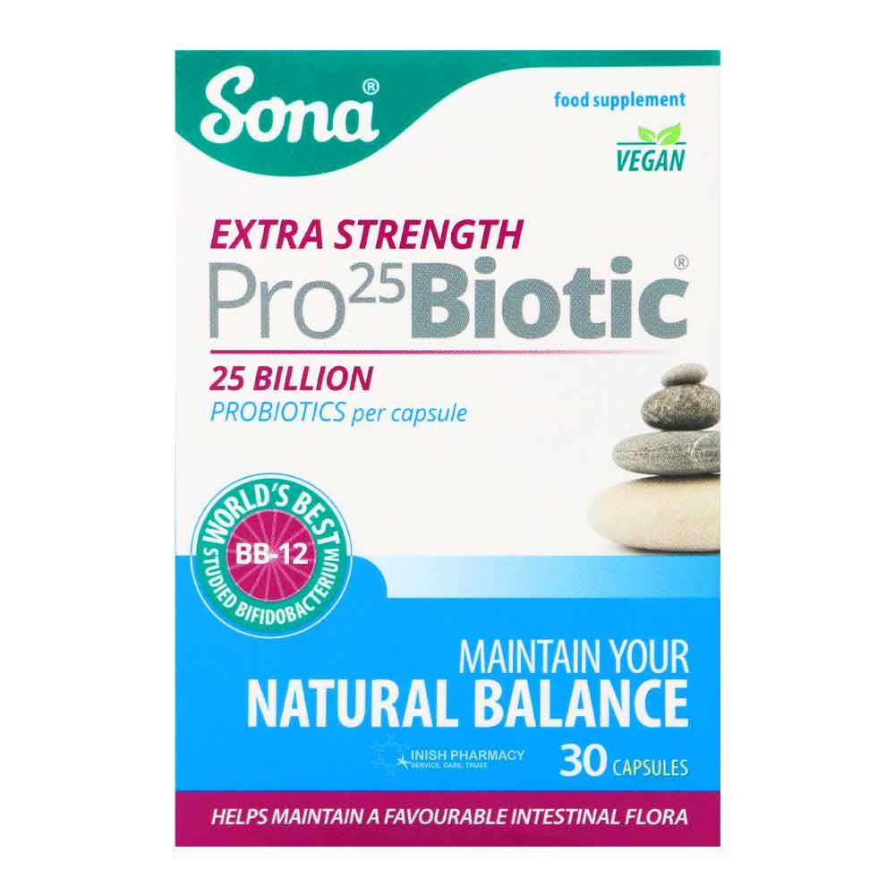 Sona Extra Strength Pro 25 Billion ProBiotic 30 Pack – live cultures to support gut health and digestion