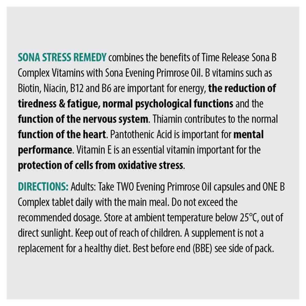Sona Stress Remedy - Evening Primrose & Vitamin B Complex - 30 Day Pack