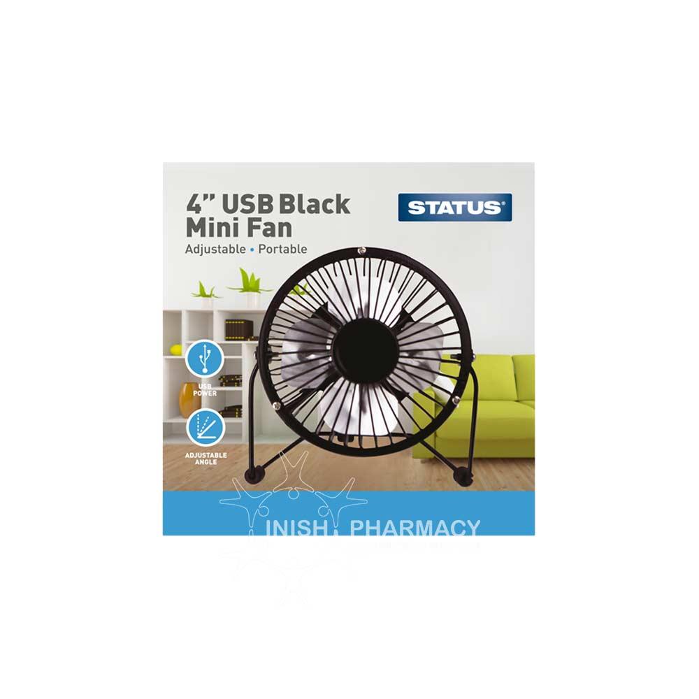 Status USB Black Mini Fan 4 inch