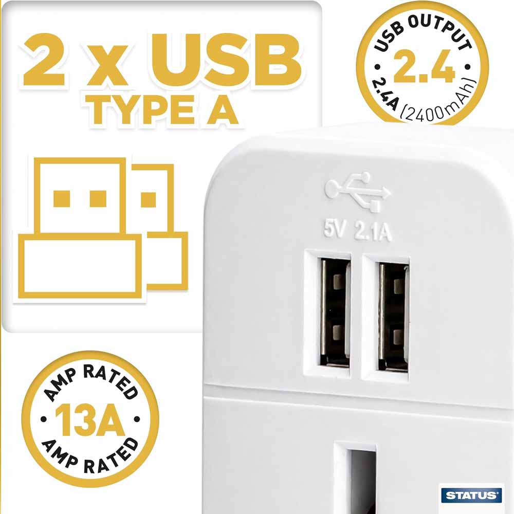 Status European Travel Adaptor With 2 x USB