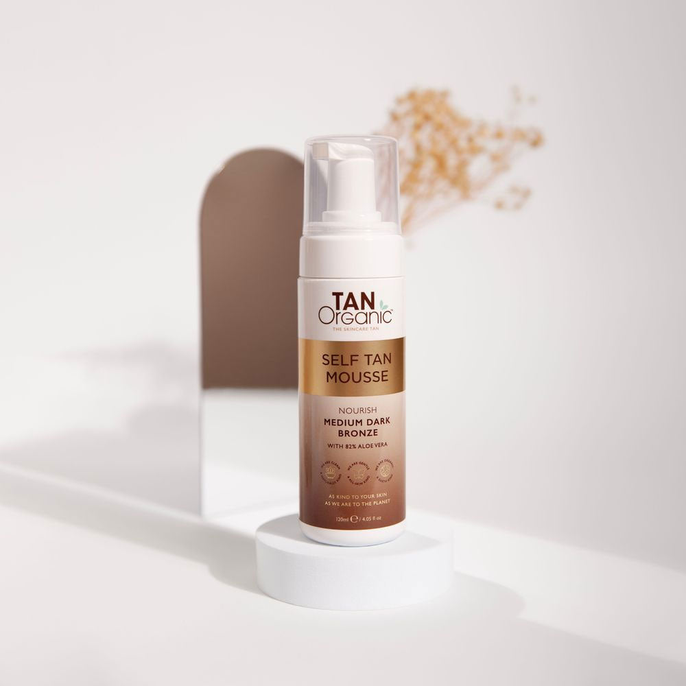 TanOrganic Golden Medium Glow Tanning Duo Self Tan Mousse & Kabuki Brush