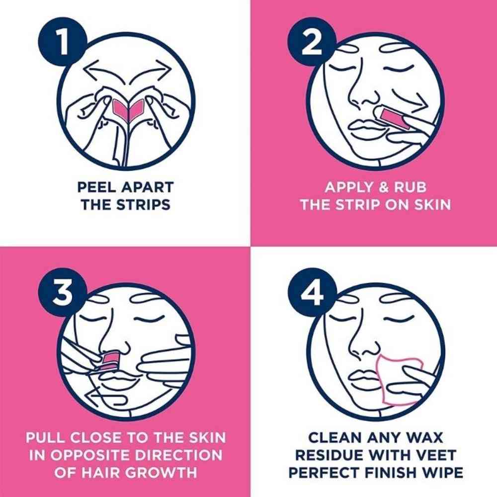 Veet Facial Wax Strips with Easy-Gel For Normal Skin 20 Pack