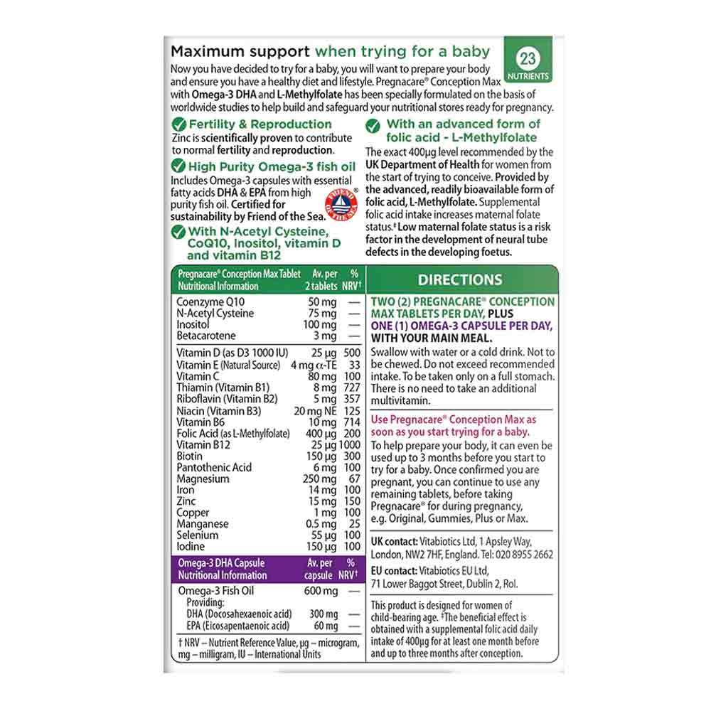 Vitabiotics Pregnacare Conception Max 84 Pack