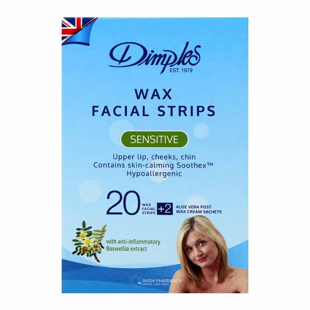 Dimples Wax Sensitive Facial Strips 20 Pack