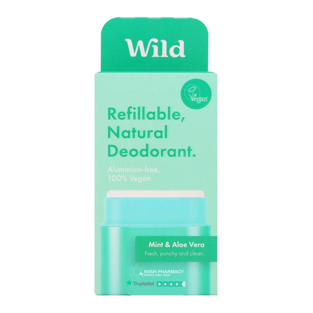 Wild Natural Deodorant For Men Starter Pack Aqua Case With Mint & Aloe Vera Deodorant