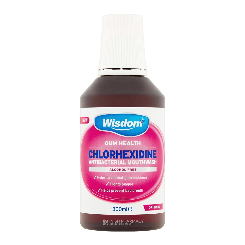 Wisdom Gum Health Chlorhexidine Antibacterial Mouthwash Alcohol Free Original 300ml