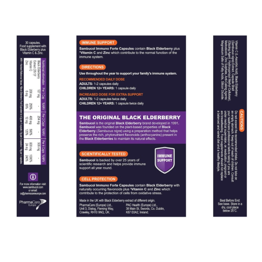 Sambucol Immuno Forte Black Elderberry 30 Capsules