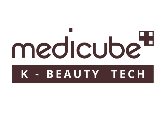 Medicube brand logo in black, featuring a minimalist medical cross icon and the 'Dermatological Care' slogan