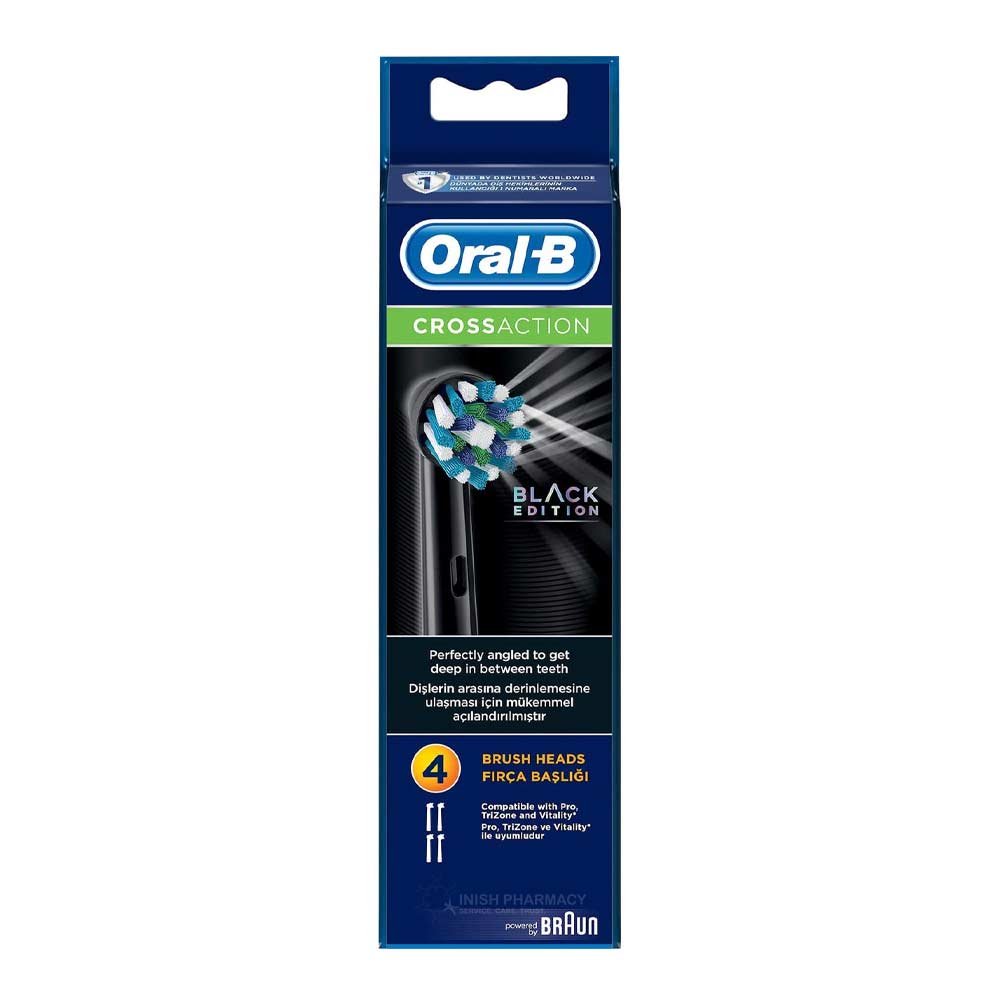 Oral B Cross Action Electric Brush Heads Refill Black 4 Pack