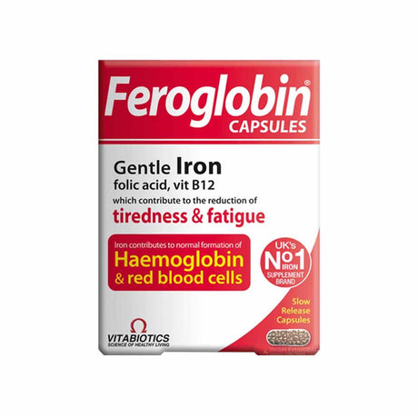 Vitabiotics Feroglobin B12 30 Capsules – a gentle iron formula to support energy and reduce tiredness