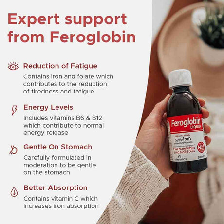 Vitabiotics Feroglobin Liquid Gentle Iron Minerals B Vitamins For Tiredness & Fatigue 200ml