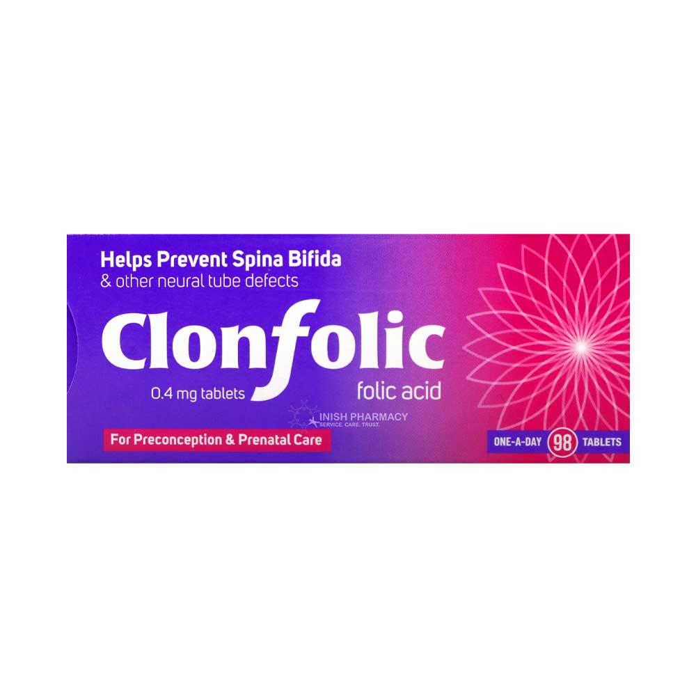 Clonfolic Folic Acid One A Day 0.4mg 98 Tablets