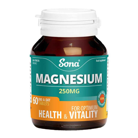 Sona Magnesium 250mg 60 Tablets – magnesium to support muscle function and reduce tiredness