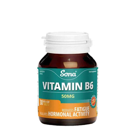 Sona Vitamin B6 50mg 30 Tablets – vitamin B for energy and nervous system support