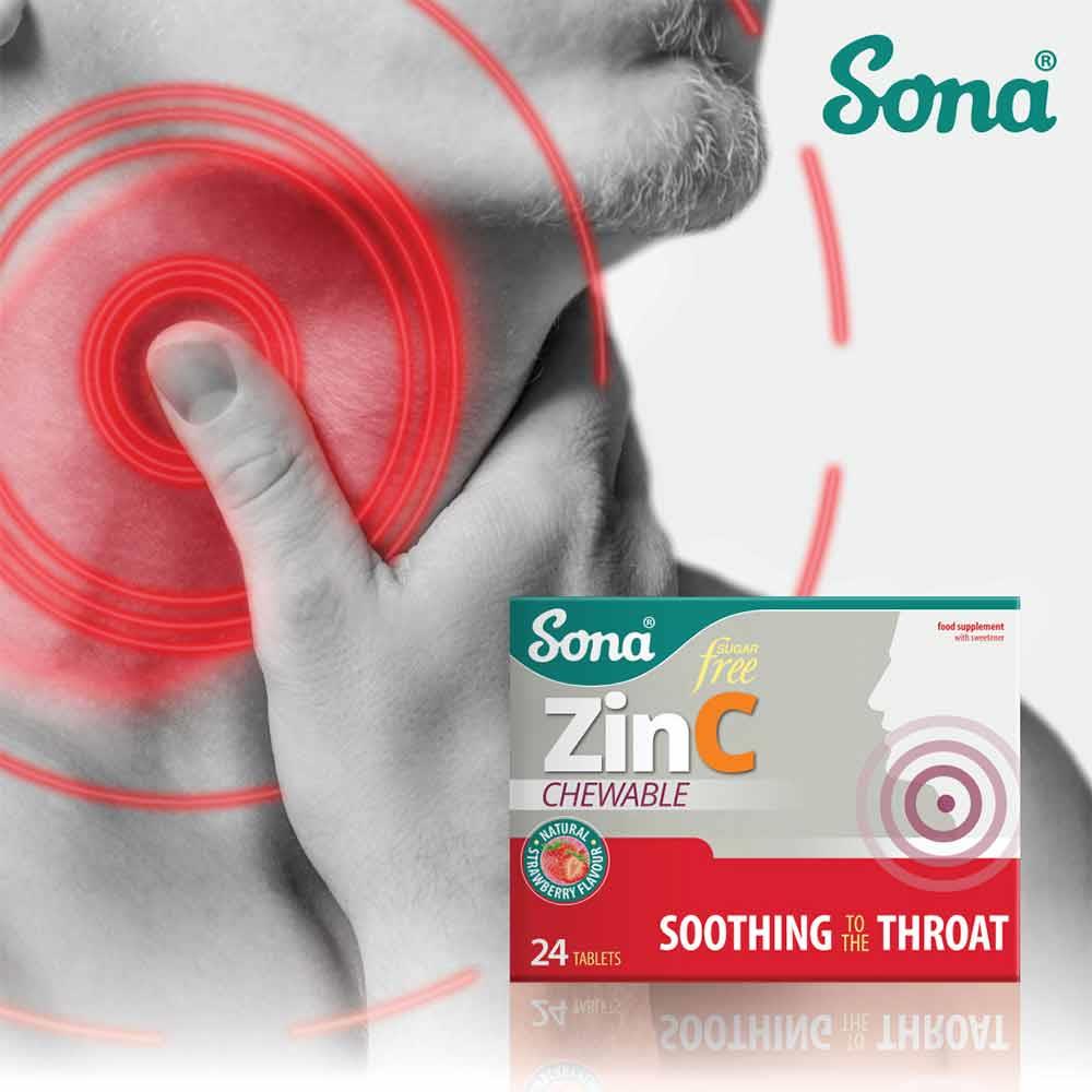 Sona Chewable Zinc With Vitamin C 24 Tablets