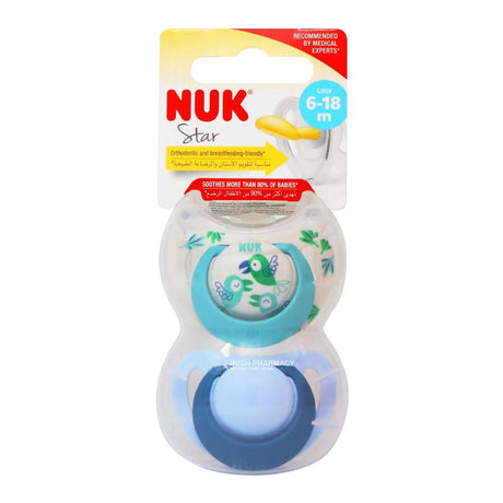 NUK Star Latex Soother Twin Pack 6-18Months Boy – a gentle soother to comfort and soothe babies