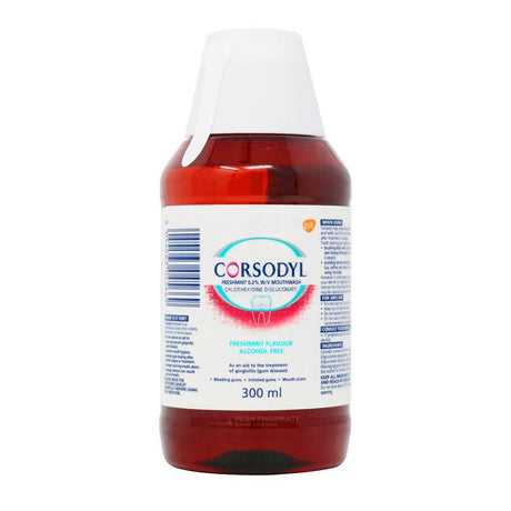 Corsodyl Alcohol Free Mouthwash Freshmint 300ml – freshens breath and supports oral hygiene